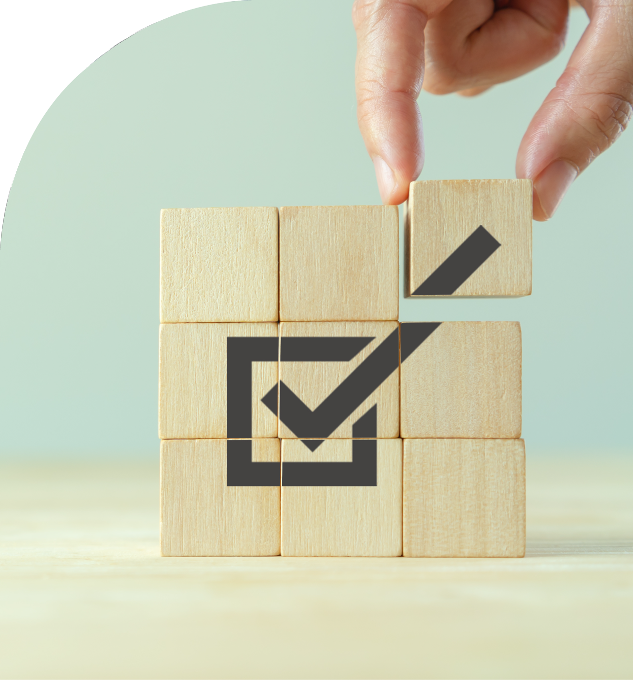 Corporate-regulatory-and-compliance-Placing-wooden-cube-with-checkmark